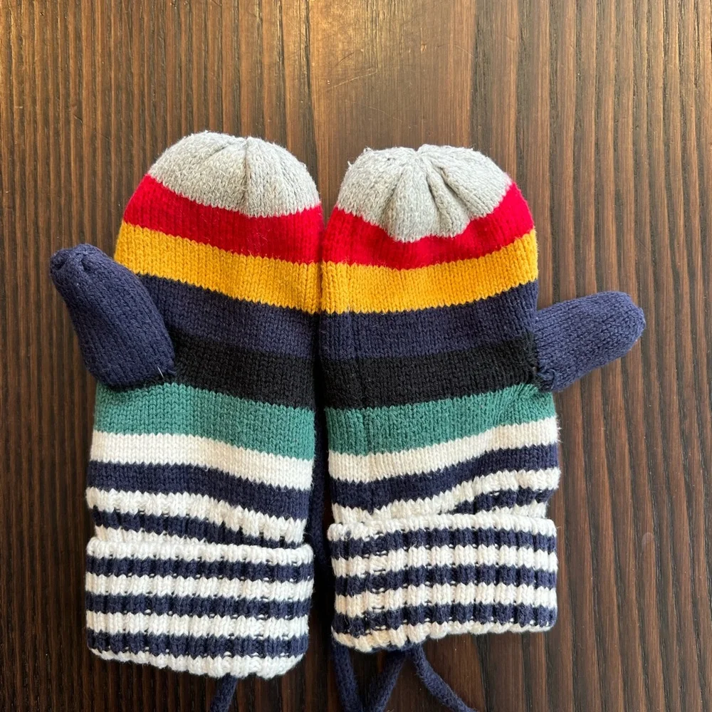 Hanna Andersson Striped Kids Mittens with String
